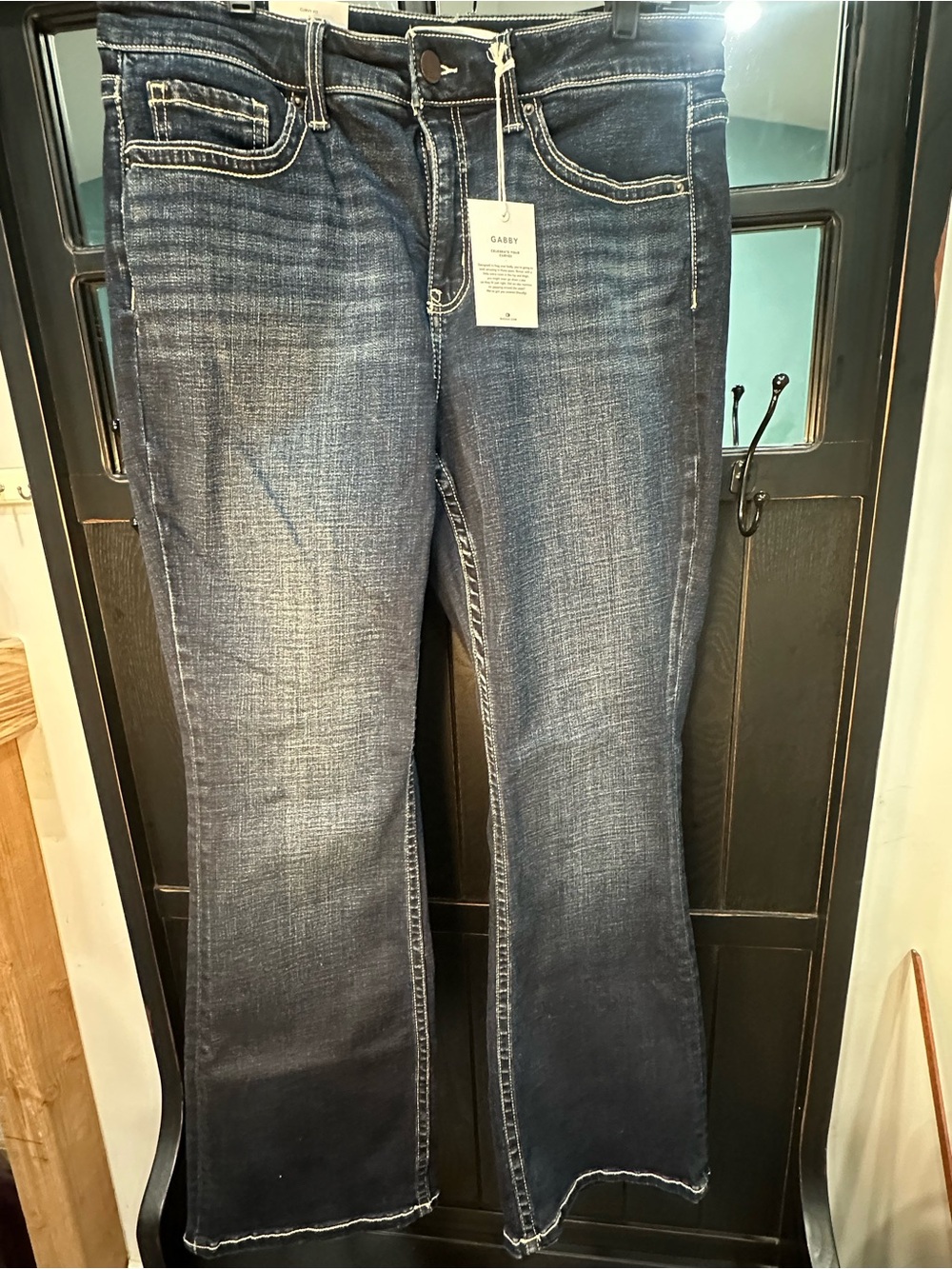 BKE Women's Dark Blue Flare Jeans with Contrast Stitching